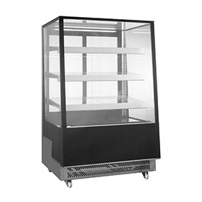 Floor Freestanding Rectangular Refrigerated Glass Display Fridge with Wheels